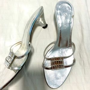 Calvin Klein silver kitten heels